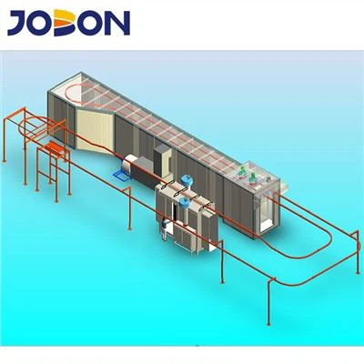 Polavtomatska linija za prašno lakiranje za obdelavo kovinskih površin